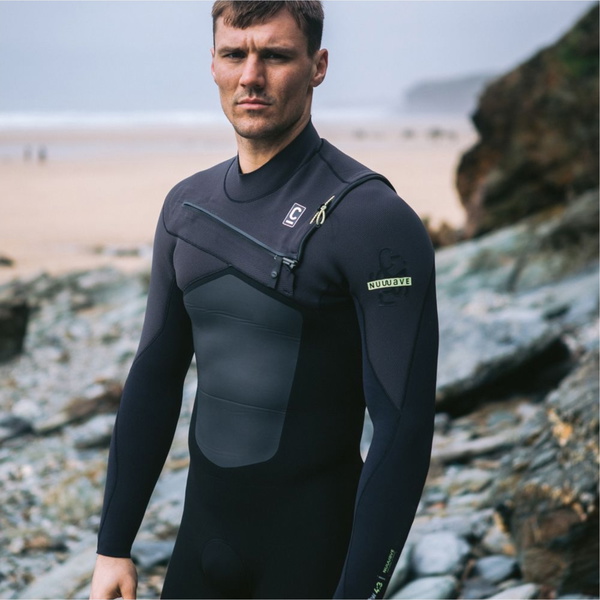 2026 C-Skins Mens NuWave ReWired 4/3mm Chest Zip Wetsuit C-NRW43MCZ - Black / Black X / Meteor